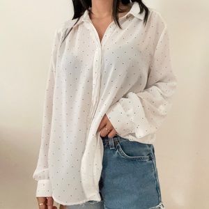 White Polka-Dot Button Up